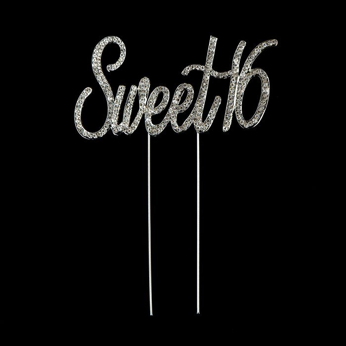 16 Cake Topper 16th Birthday Party Supplies Crystal Rhinestone Decoration (Gold) N8