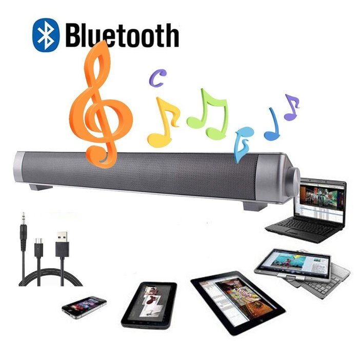 ELlight Bluetooth Small Sound Bar 3.0 Channel 15.7in 10W(2X5W) Wireless Subwoofer Stereo Speaker,Silver N7