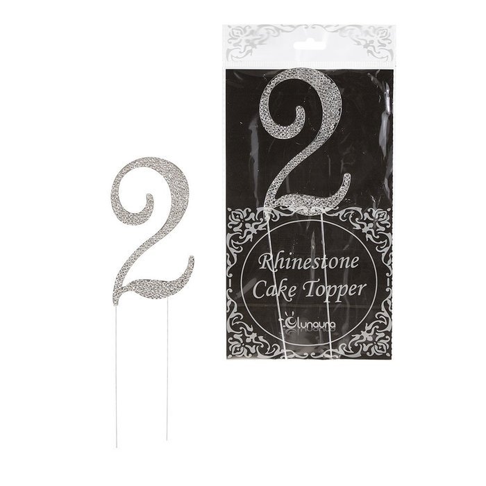 Lunaura - Sparkling Rhinestone Number Cake Topper - 2