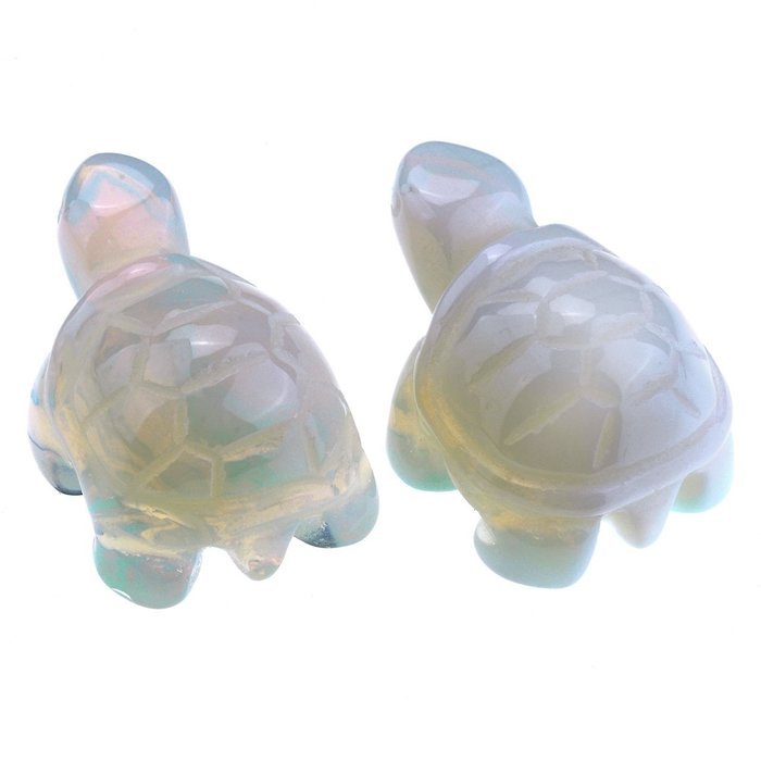 JOVIVI 1pc Natural Carved Gemstones Tortoise Figurine 1.5'' Room Decoration, with Gift Box (Opalite) N16