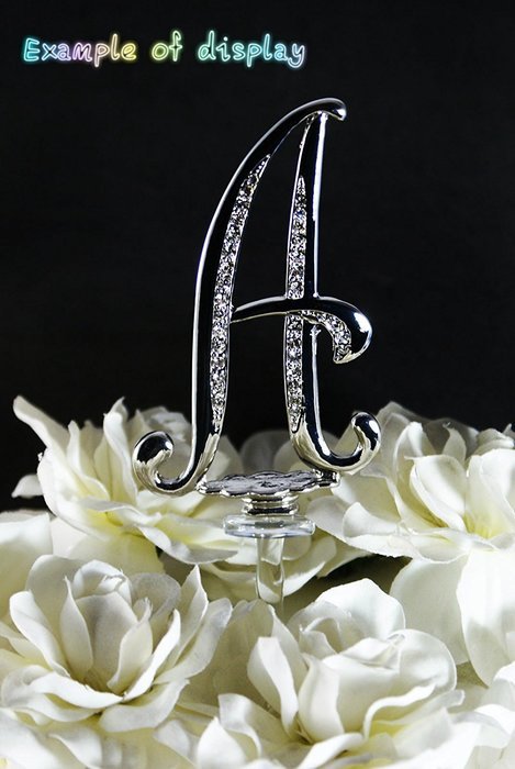 Silver Rhinestone Monogram Wedding Cake Topper Top Letter Initial "B" N3