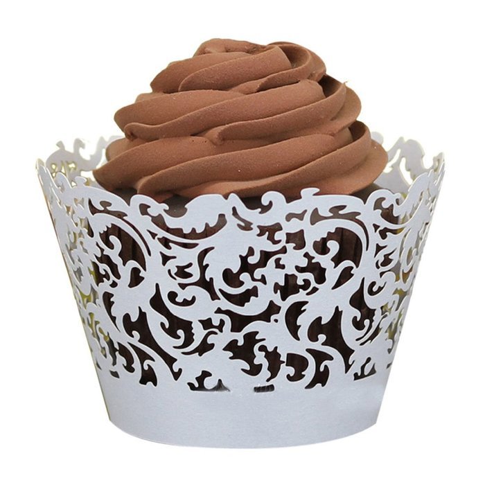 Wensltd 50pc New! Little Vine Lace Laser Cut Cupcake Wrapper Liner(pack of 50) (Blue) N3