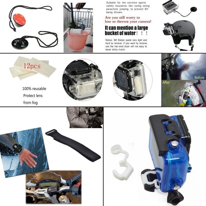 YFY 26-In-1 Basic Outdoor Sports Accessories Kit for GoPro Hero Cameras,SJ Cam, Xiaomi Yi,Sport Acion Camera N7