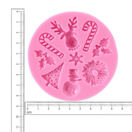Anyana 2x Christmas Snowflake Snowman Silicone Fondant Mold Sugar Cake Decorating Tool N8