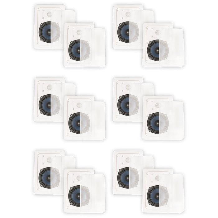 Blue Octave LW52 In Wall Speakers Home Theater Surround Sound 2-Way Speaker 6 Pair Pack