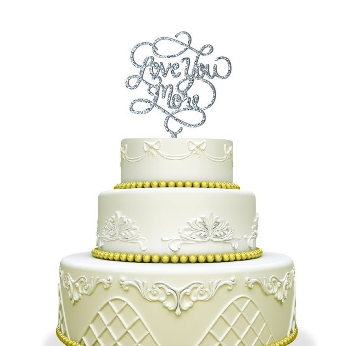 Love You More Wedding Cake Topper Black N4