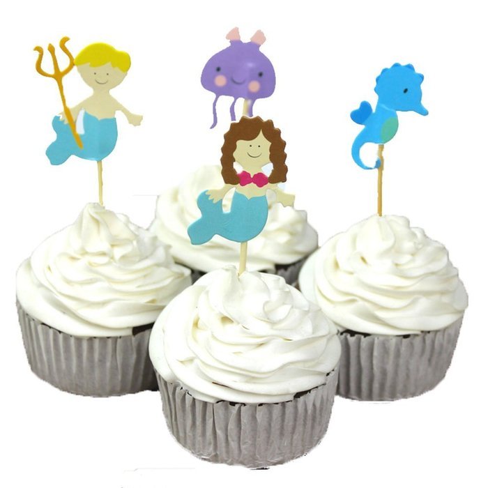 BETOP HOUSE Set of 24 Pieces Under The Sea Theme Mermaid Couple Cake Cupcake Decorative Cupcake Topper for Kids... N6
