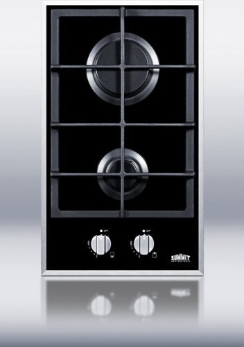 Summit 2-Burner Gas-On-Glass Cooktop W/Sealed Burners & Cast Iron Grates N2