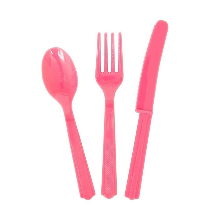 Plastic Silverware Set for 8 Guests, Yellow, 24 Pieces N9