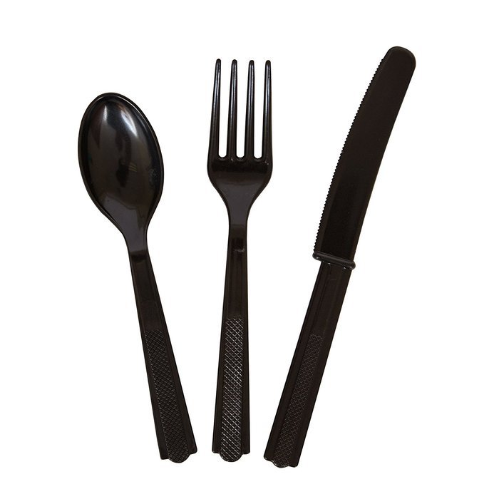 Plastic Silverware Set for 8 Guests, Yellow, 24 Pieces N11