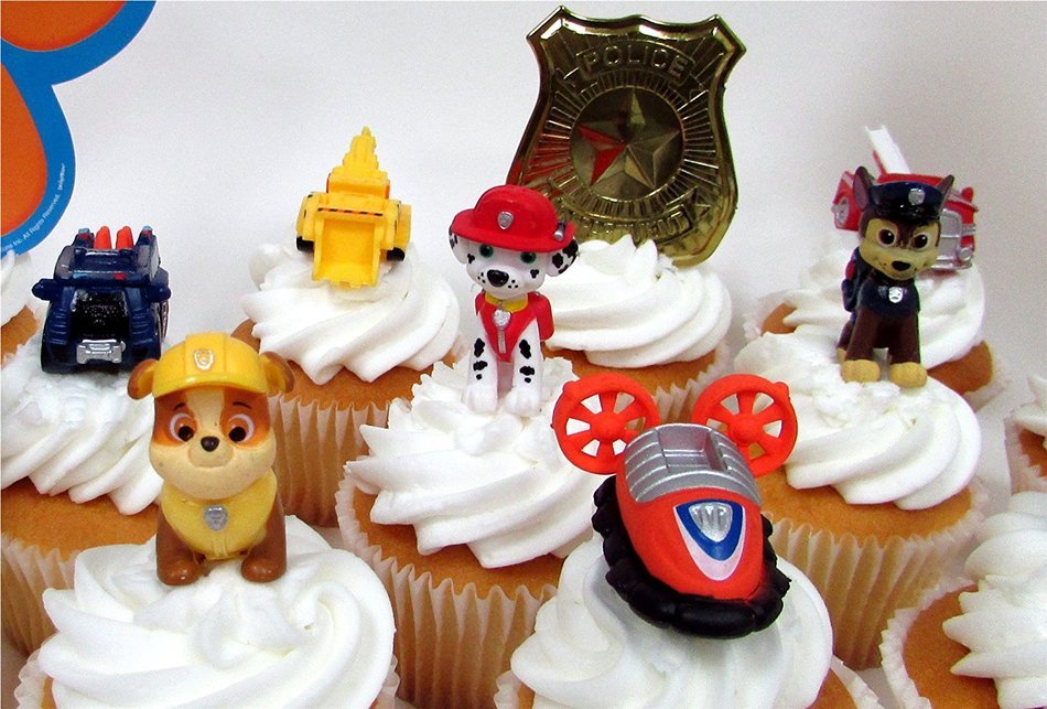 PAW PATROL 15 Piece Birthday Cupcake Topper Set Featuring Ryder and Paw Patrol Friends and Decorative Themed Accessories... N9