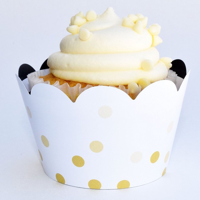 Cupcake Wrappers, Gold Ombre Polka Dots, Black and White Stripe, Confetti Couture Party Supplies, 36 N3