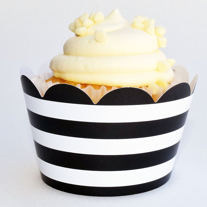 Cupcake Wrappers, Gold Ombre Polka Dots, Black and White Stripe, Confetti Couture Party Supplies, 36 N4