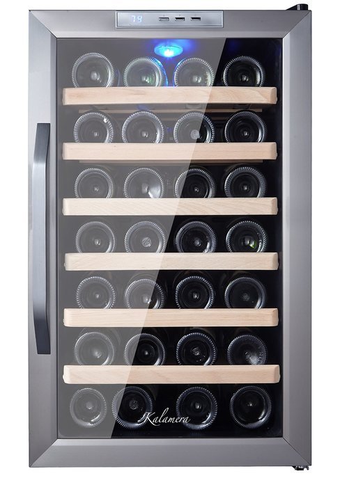 Kalamera 28 Bottle Stainless Steel Freestanding Wine Refrigerator N3