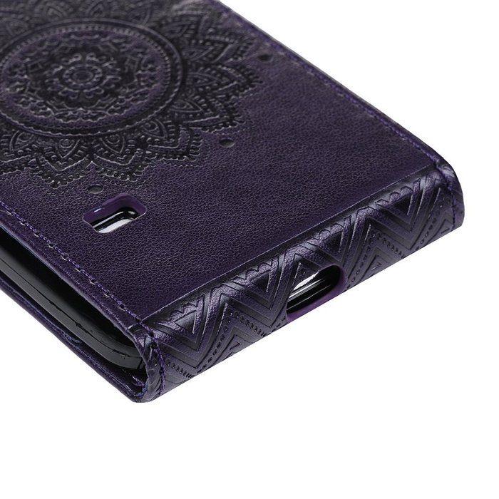 Badalink Galaxy S5 Mini Up-Down Open Folio Flip Case Kickstand Vertical PU Leather Embossed Totem Magnetic Snap... N78