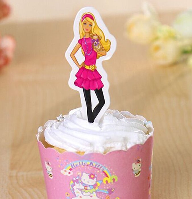 Yunko 60 Pcs Barbie Fun Cupcake Decorative Toppers Cupcake Decorating Tools N7