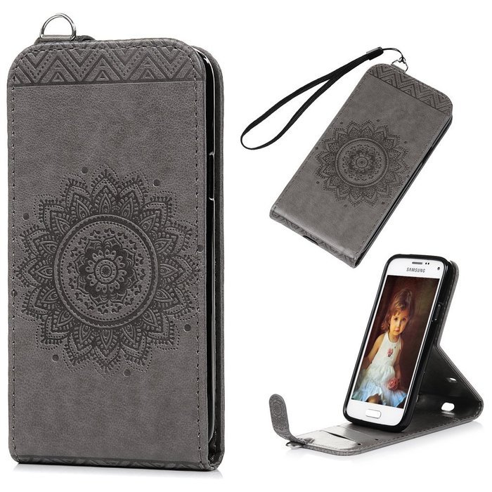 Badalink Galaxy S5 Mini Up-Down Open Folio Flip Case Kickstand Vertical PU Leather Embossed Totem Magnetic Snap... N81