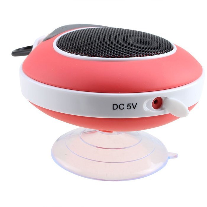 AGPtek&reg; Waterproof Mini Wireless Shower Mic Speaker with Built-in Suction Cup & snap hook, 6hrs of Playtime (Red) N3