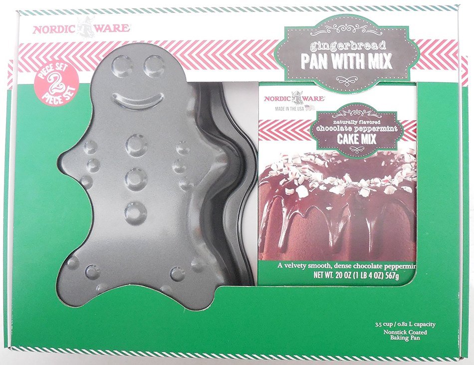 Nordic Ware Gingerbread Man Pan With Chocolate Peppermint Cake Mix