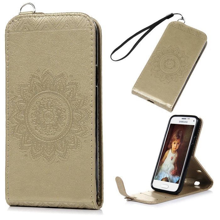 Badalink Galaxy S5 Mini Up-Down Open Folio Flip Case Kickstand Vertical PU Leather Embossed Totem Magnetic Snap... N85