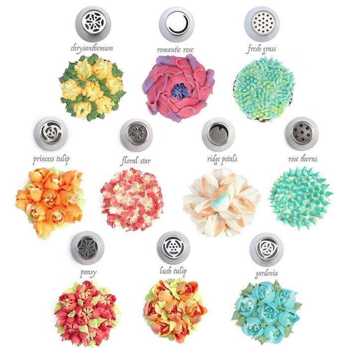 55pcs Complete Russian Piping Tips Set by Cake&Deco - Premium Cake Decorating Tools Kit - 33 Extra Large Icing... N2