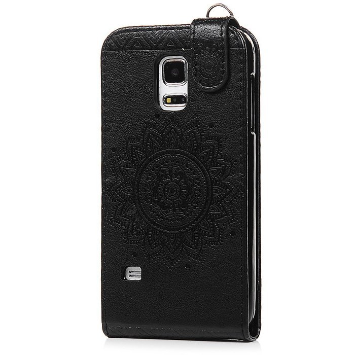 Badalink Galaxy S5 Mini Up-Down Open Folio Flip Case Kickstand Vertical PU Leather Embossed Totem Magnetic Snap... N86