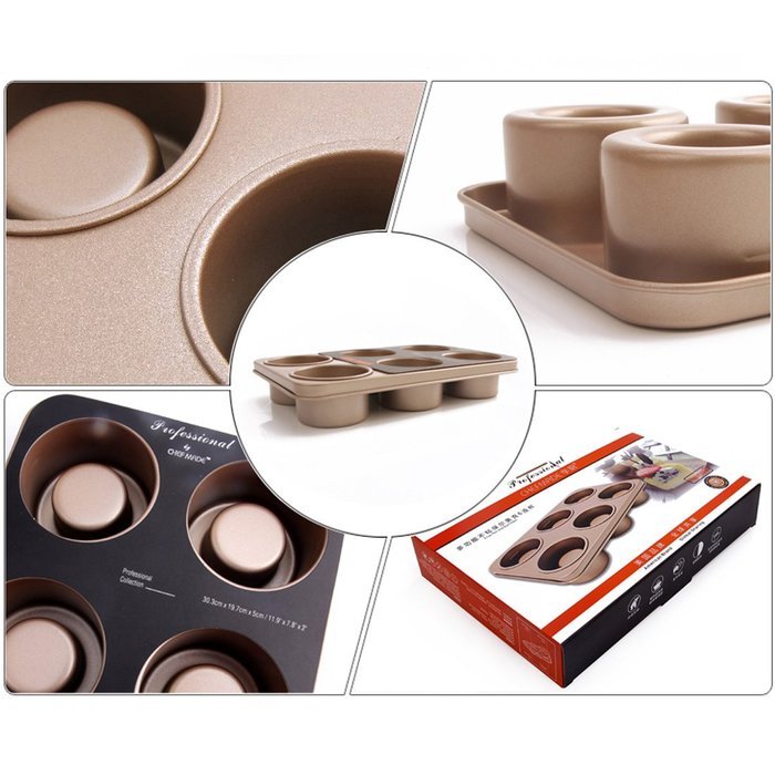 uxcell Casa-J Bakeware Popover Pans 6 Cup Nonstick Stainless Steel Champagne N8