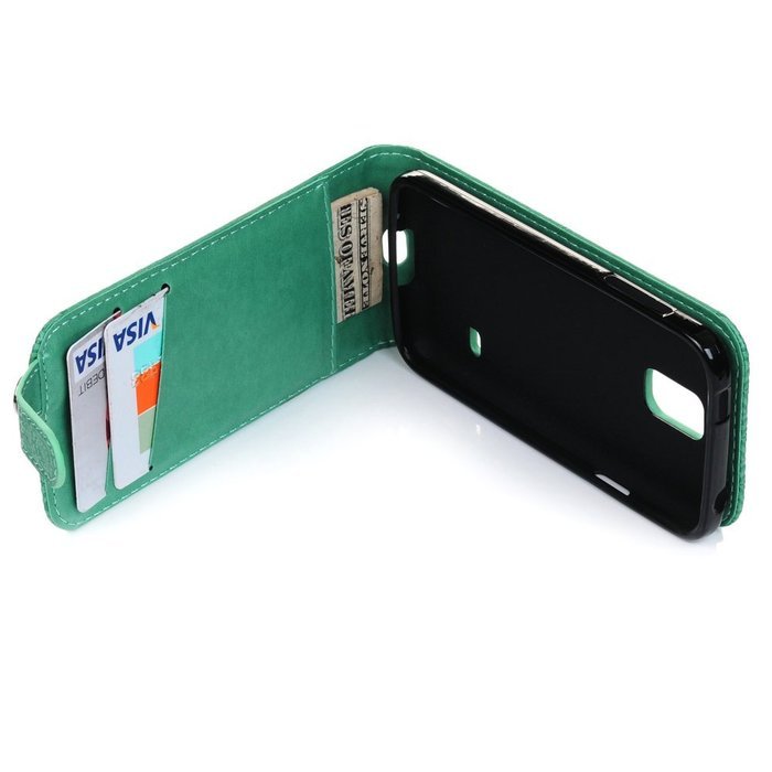 Badalink Galaxy S5 Mini Up-Down Open Folio Flip Case Kickstand Vertical PU Leather Embossed Totem Magnetic Snap... N87