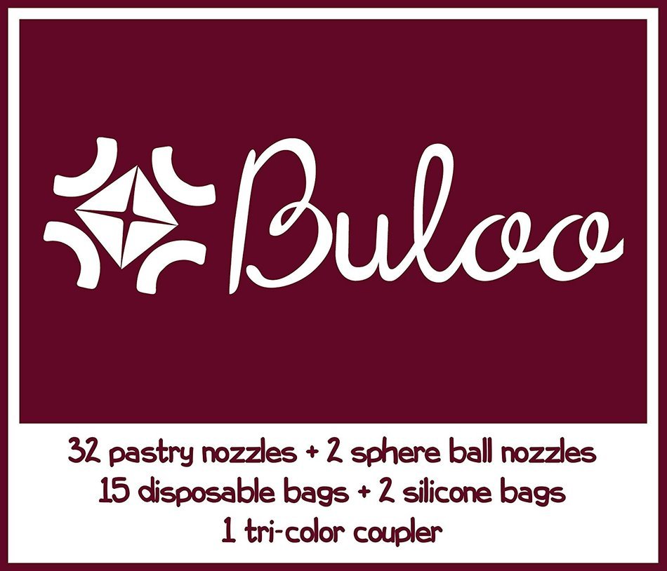 Russian Piping Tips set of 52 PCS: BULOO Products 32 Pastry Nozzles+2 SPHERE BALL Nozzles+15 Pastry Bags+2 Silicone... N7
