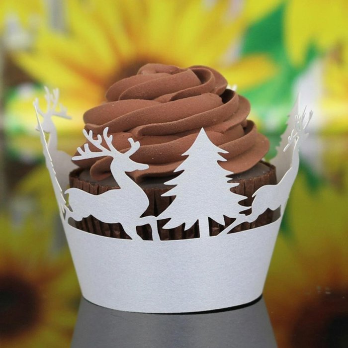 Oksale 24Pcs Christmas Hollow Lace Cup Muffin Holder Cake Paper Case Wraps Cupcake Wrapper for Wedding Birthday... N21