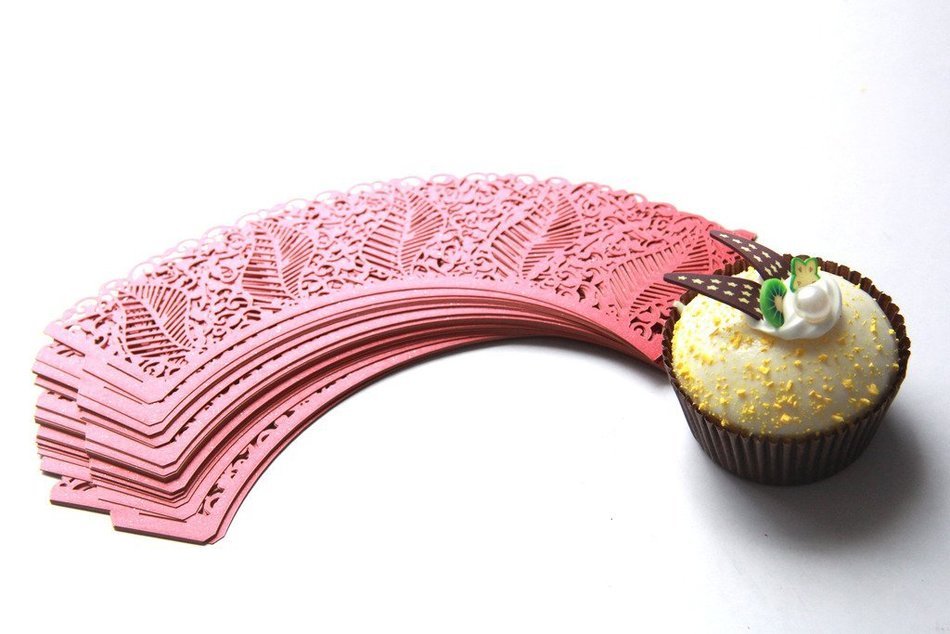 Kuke 24 pcs Seabed Leaf Laser Cut Cupcake Wrappers Cupcake Liners Muffin Container for Baby Shower Baby Birthday... N12