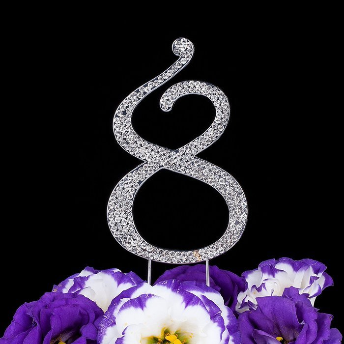 LOVENJOY with Gift Box Number 1 Crystal Rhinestone Baby Shower Wedding Birthday Anniversary Engagement Metal Cake... N28