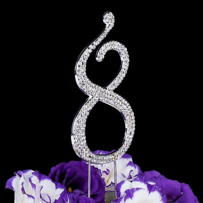 LOVENJOY with Gift Box Number 1 Crystal Rhinestone Baby Shower Wedding Birthday Anniversary Engagement Metal Cake... N29
