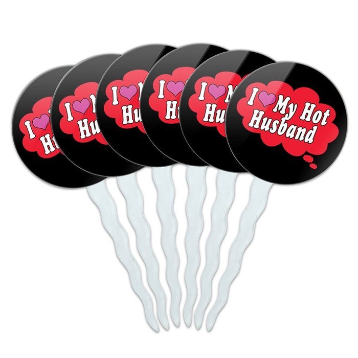 Set of 6 Cupcake Picks Toppers Decoration I Love Heart - Sloths N33