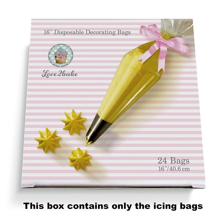 16 Inch Disposable Decorating Bags - 24ct By Love2bake - High Quality - Perfect For Cupcake Decorating N3