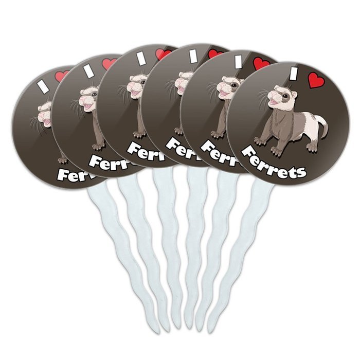 Set of 6 Cupcake Picks Toppers Decoration I Love Heart - Sloths N36