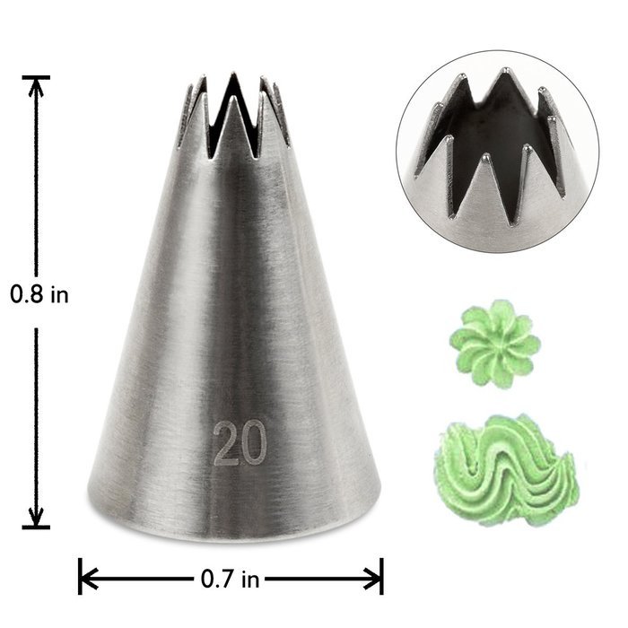Gelindo 18-Piece Cake Decorating Tips Set with 1 Reusable Silicone Pastry Bag and 1 Plastic Coupler - Rust Resistant... N4