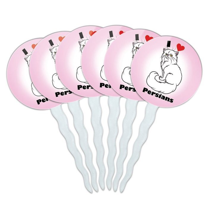 Set of 6 Cupcake Picks Toppers Decoration I Love Heart - Sloths N37