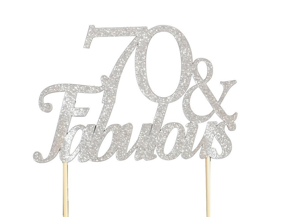 All About Details Silver 70-&-fabulous Cake Topper