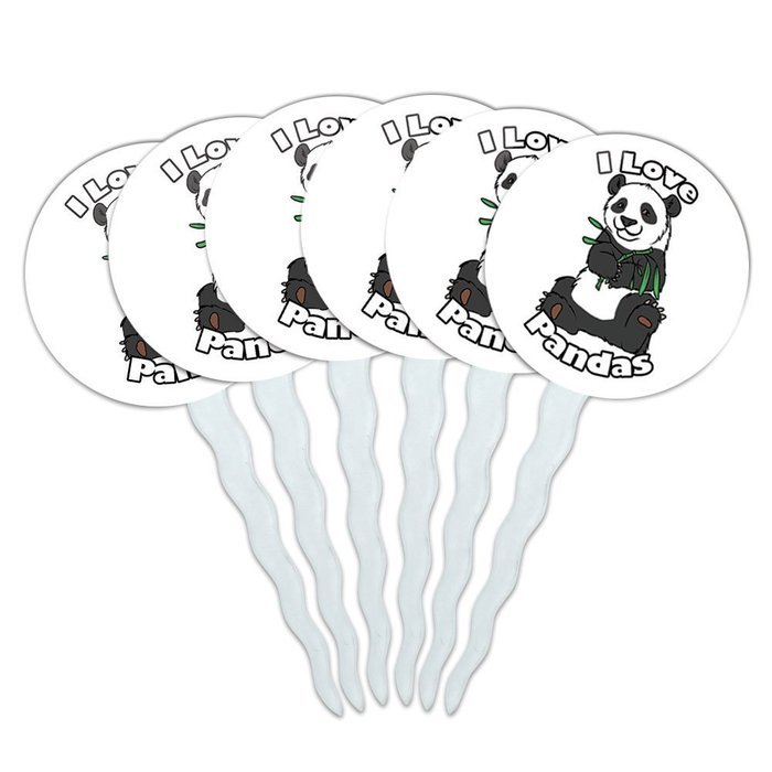 Set of 6 Cupcake Picks Toppers Decoration I Love Heart - Sloths N39