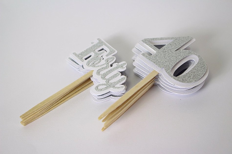 All About Details Silver Forty Cupcake Toppers, Set of 12 N2