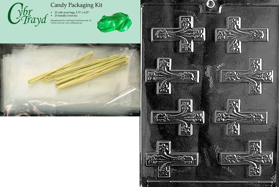 Cybrtrayd R021 Fancy Crosses Chocolate Candy Mold with Exclusive Cybrtrayd Copyrighted Chocolate Molding Instructions... N4