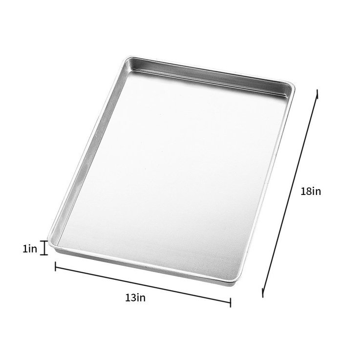 Aluminum Non-stick Baking Cookies Breads Sheet Pan Tray Plate Tool Silver Tone, 18" x 13" N3