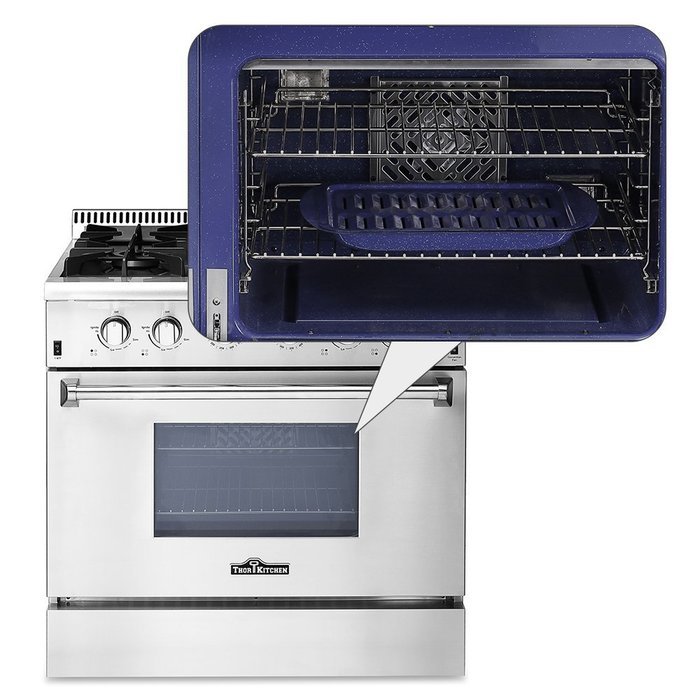 Anself THOR KITCHEN Stainless Steel Dual Fuel Range Professional Free Standing Gas Range, 4 Burners, 5.2 Cu. Ft... N4