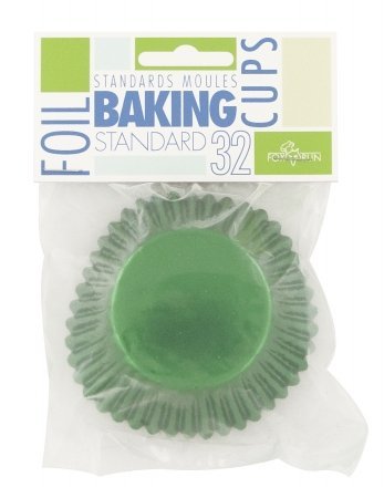 Fox Run Green Foil Baking Cups, Standard Size, 32 Cups
