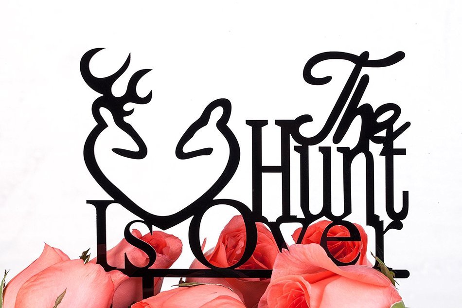 LOVENJOY Gift Box Pack Deer The Hunt is Over Acrylic Wedding Cake Toppers N3