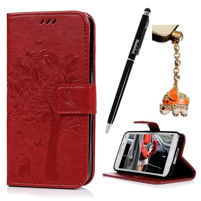 S5 Case,Samsung Galaxy S5 Case (i9600) - Wallet Embossed Flower Tree PU Leather Soft TPU Inner Cover with Magnetic... N27