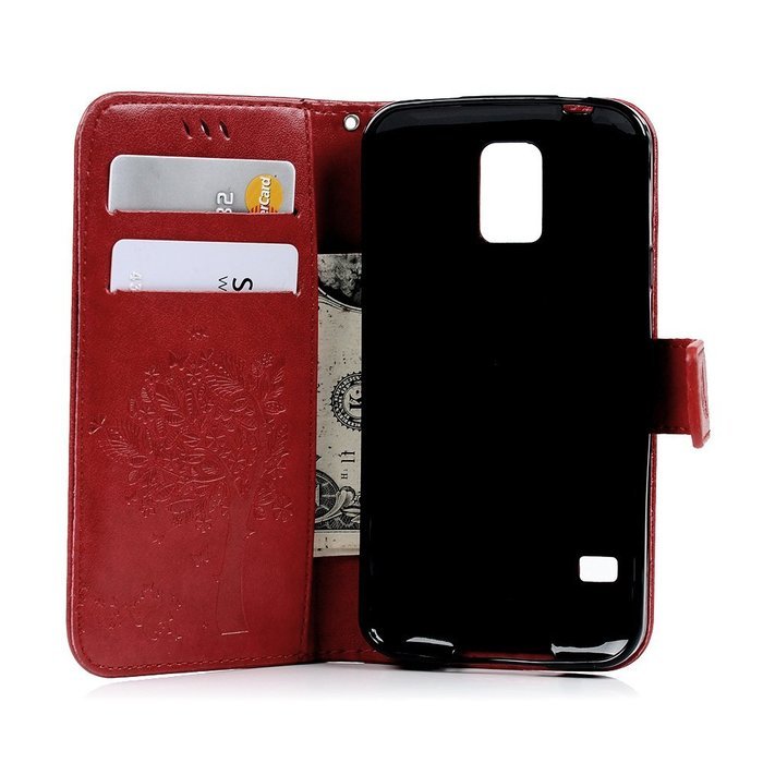 S5 Case,Samsung Galaxy S5 Case (i9600) - Wallet Embossed Flower Tree PU Leather Soft TPU Inner Cover with Magnetic... N28