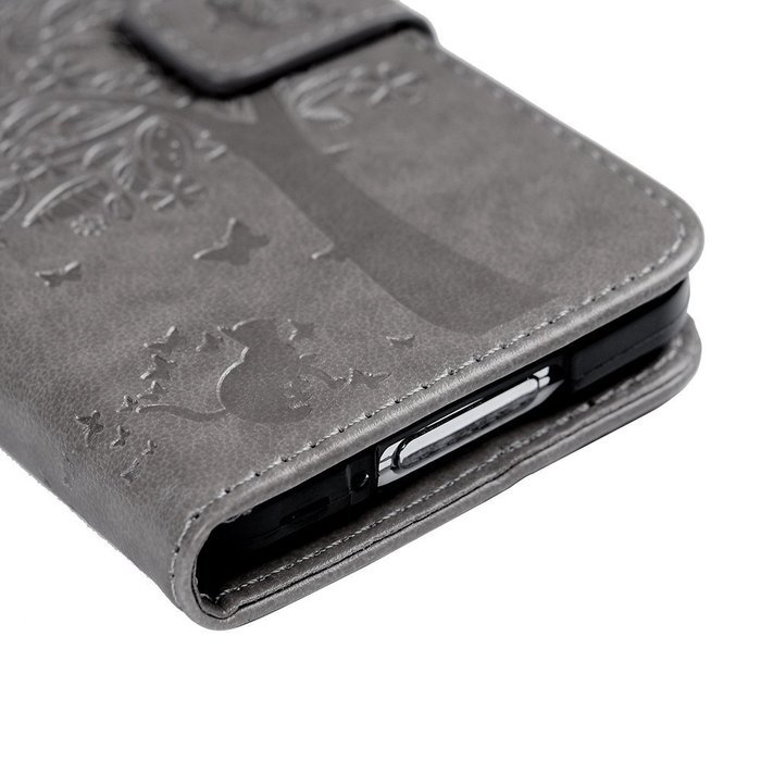 S5 Case,Samsung Galaxy S5 Case (i9600) - Wallet Embossed Flower Tree PU Leather Soft TPU Inner Cover with Magnetic... N36