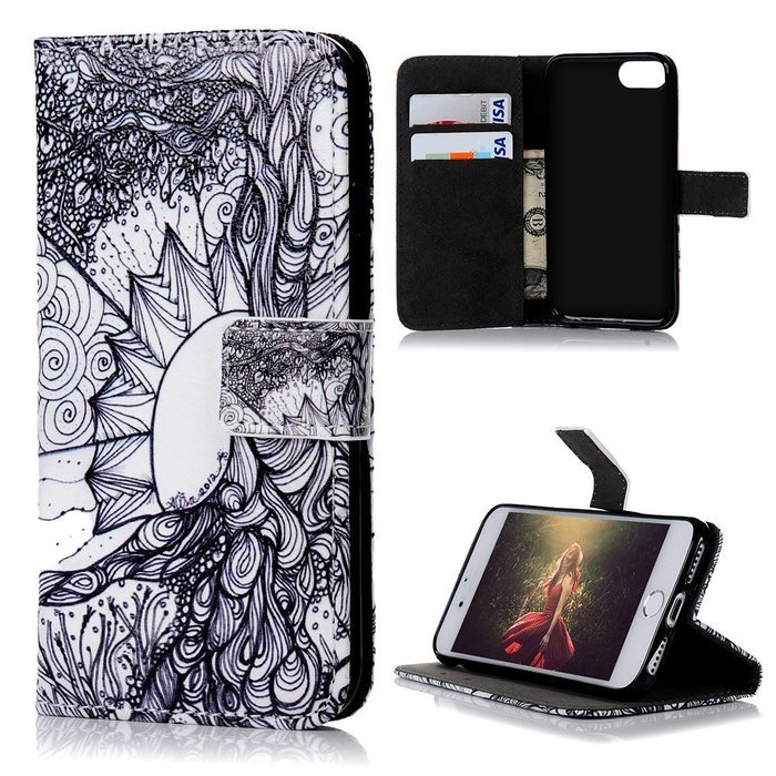 iPhone 7 Case (4.7 inch) - Wallet Folio Flip Premuim PU Leather Case Colorful Print Design with Stand Magnetic... N104